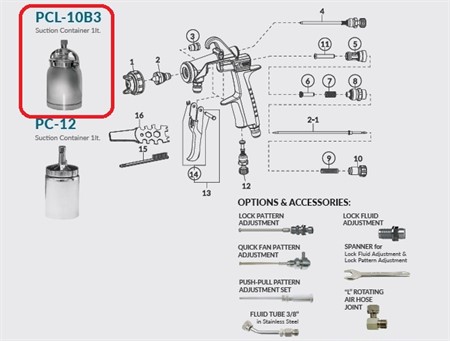 PCL 10 B3 Suction Container 1 liter